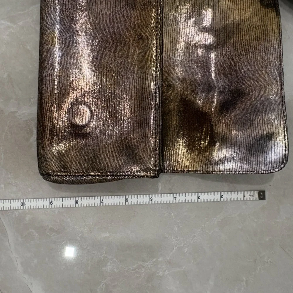 Lauren Merkin Iridescent Metallic Foldover Envelope Style Large Evening Clutch